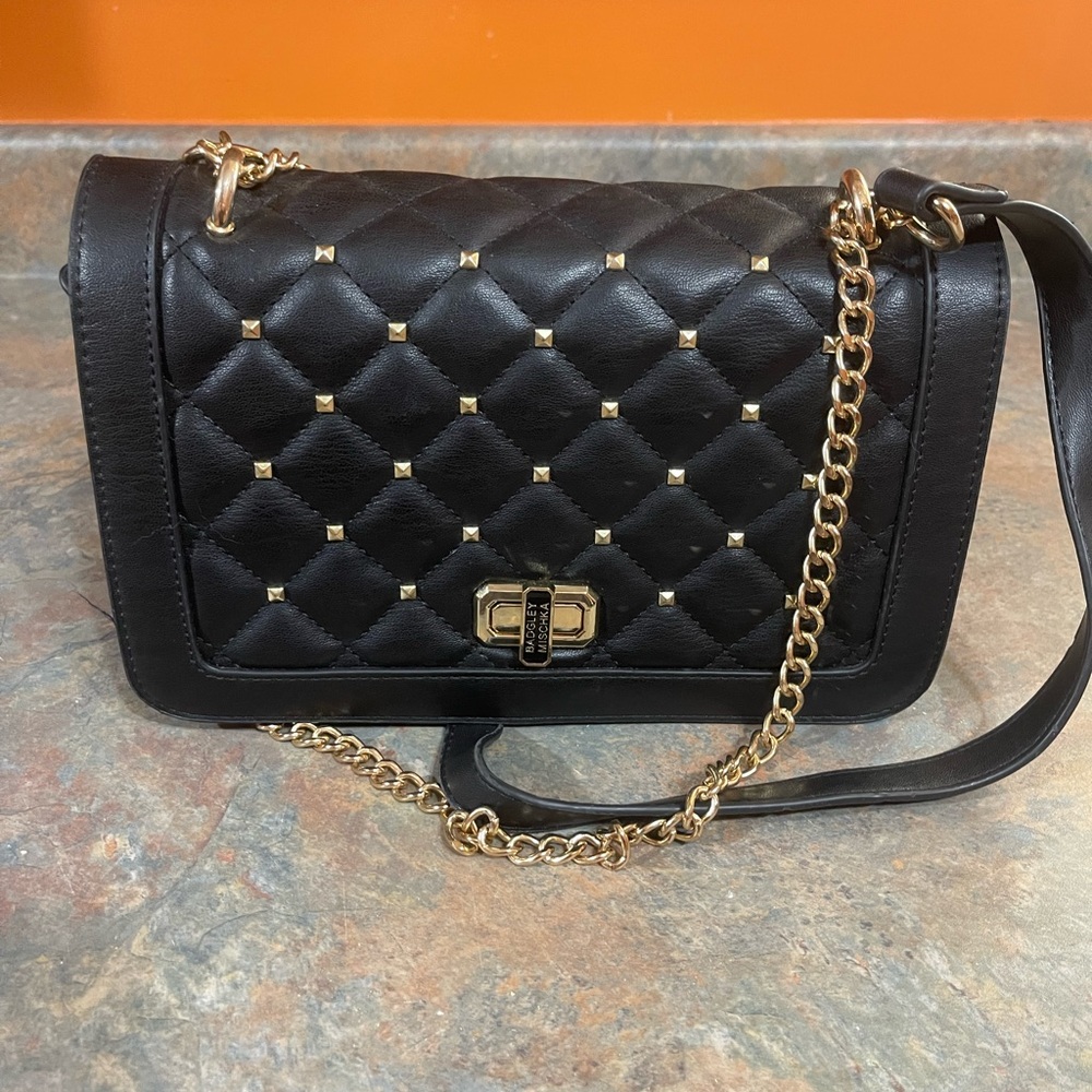 Badgley Mischka Quilted Black Crossbody/Shoulder Purse
